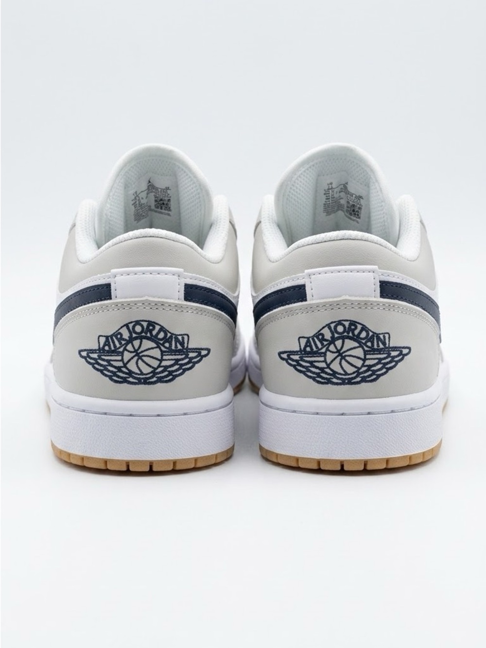 Jordan Men’s Low-Top Sneakers in White, Light Gray & Navy